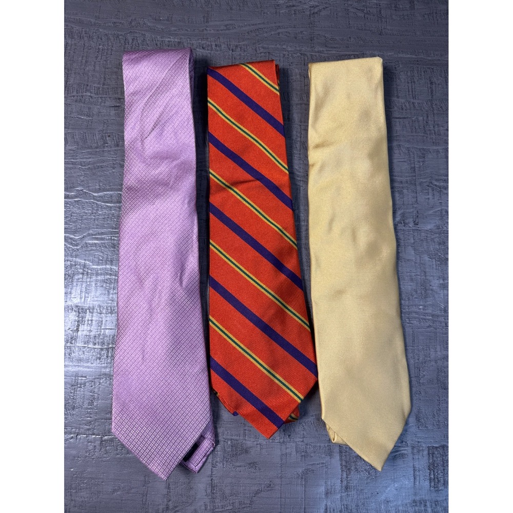 Lot of 3 Men's 100% Silk Ties Calvin Klein Polo Ralph Lauren Andrew's Ties Italy